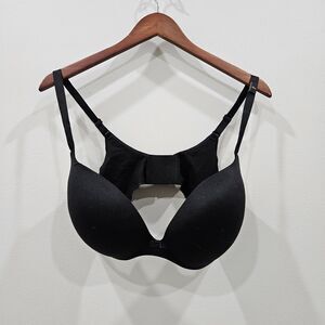 Victorias Secret Womens Plunge Bra Size 38DD Black Adjustable Opaque Whimsygoth